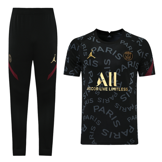 2021/22 PSG x Jordan Black Training Kits Shirt with Pants